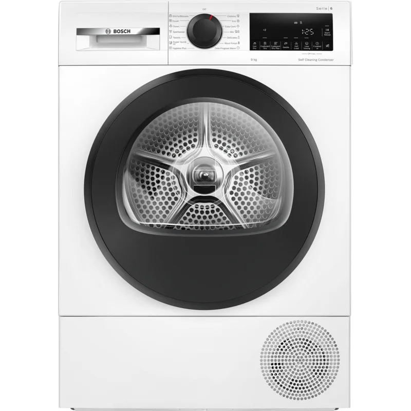 Сушилня с термопомпа Bosch WQG24501BY – 9 кг, енергиен клас D, Бял цвят, тиха и ефективна работа