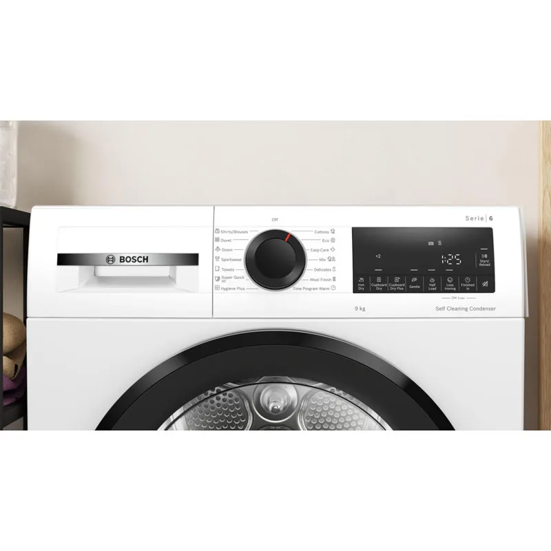 Сушилня с термопомпа Bosch WQG24501BY – 9 кг, енергиен клас D, Бял цвят, тиха и ефективна работа - Image 2
