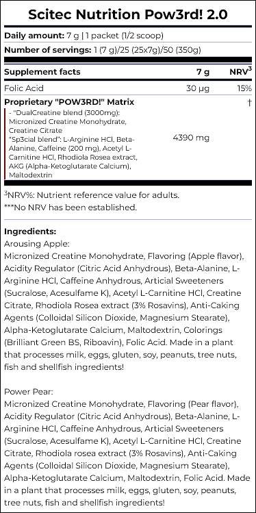 SCITEC NUTRITION Pow3rd 2.0 – предтренировъчна формула за енергия, концентрация и тренировъчна ефективност - Image 2