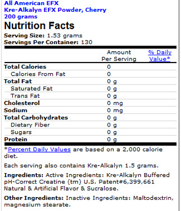 ALL AMERICAN EFX Kre-Alkalyn Powder – буфериран креатин на прах (200 g) - Image 2