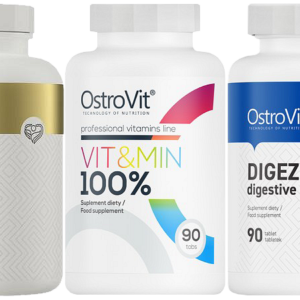 OSTROVIT General Health Stack е комбиниран комплект, включващ Omega 3 Ultra, VIT&MIN 100% и DIGEZYME® Digestive Enzymes