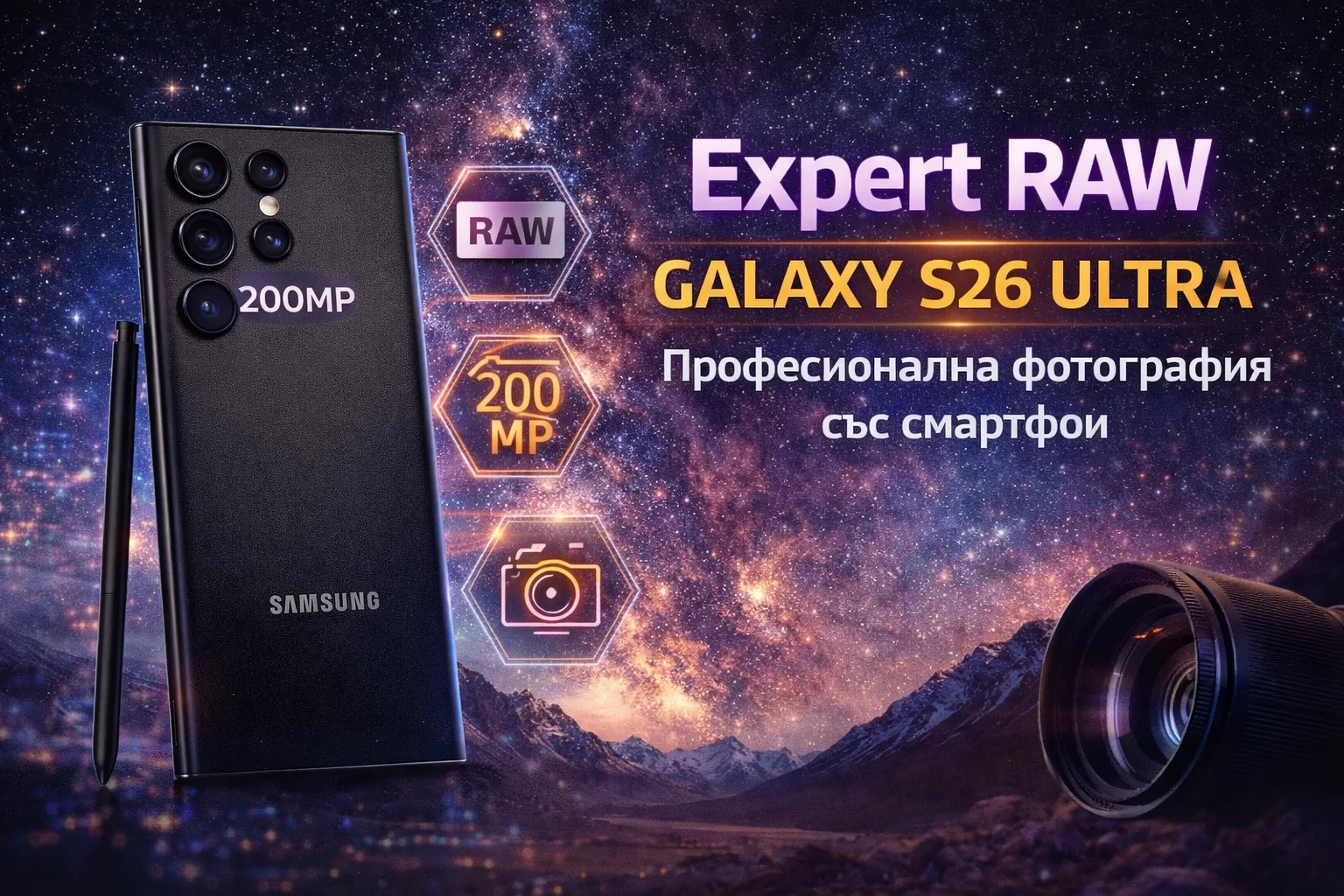Expert RAW режим на Galaxy S26 Ultra – професионална мобилна фотография