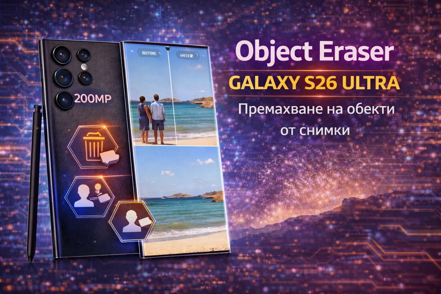 Object Eraser на Galaxy S26 Ultra – как да премахнете обекти от снимки