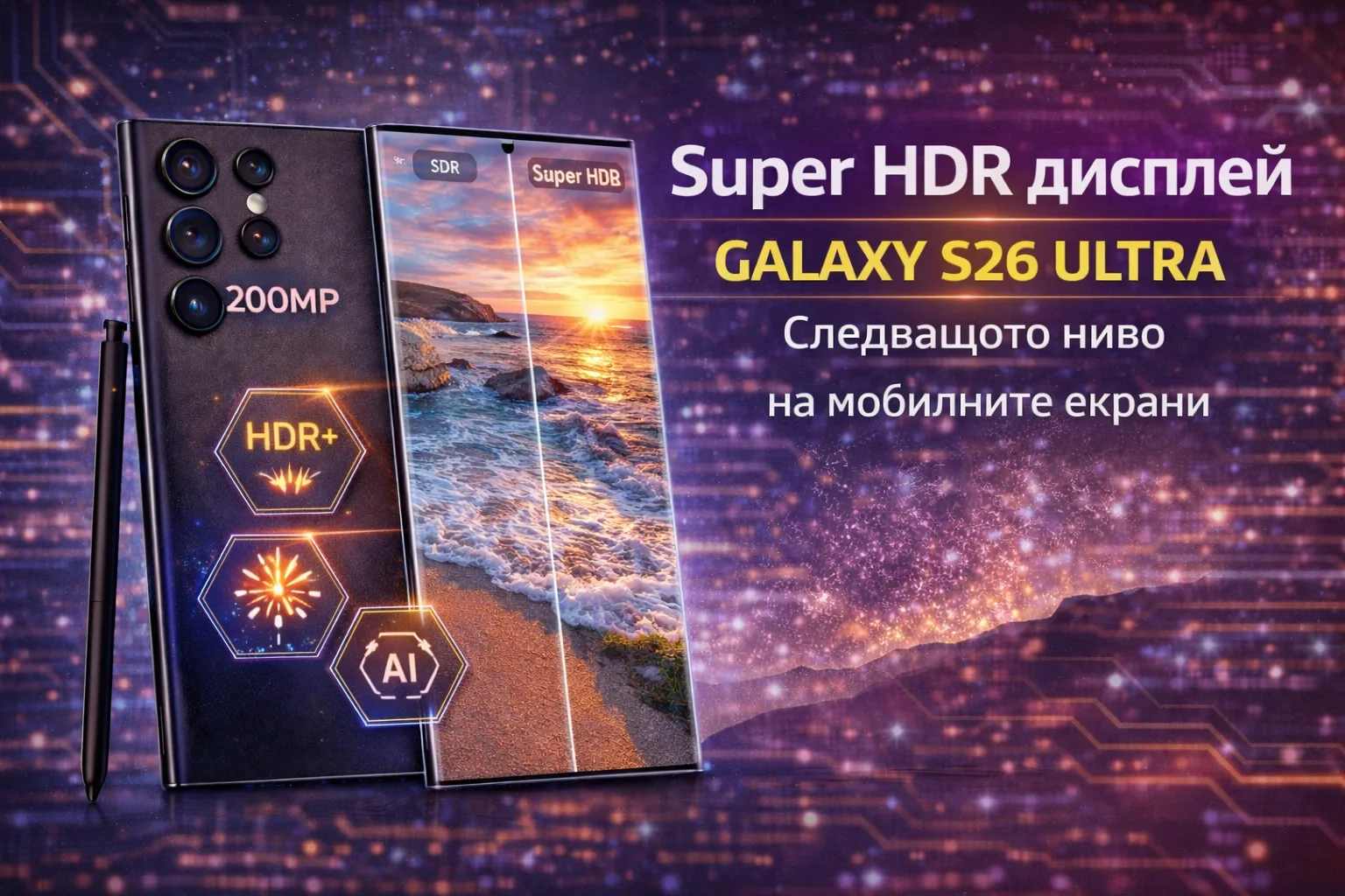 Super HDR дисплей на Galaxy S26 Ultra – как работи и защо е впечатляващ