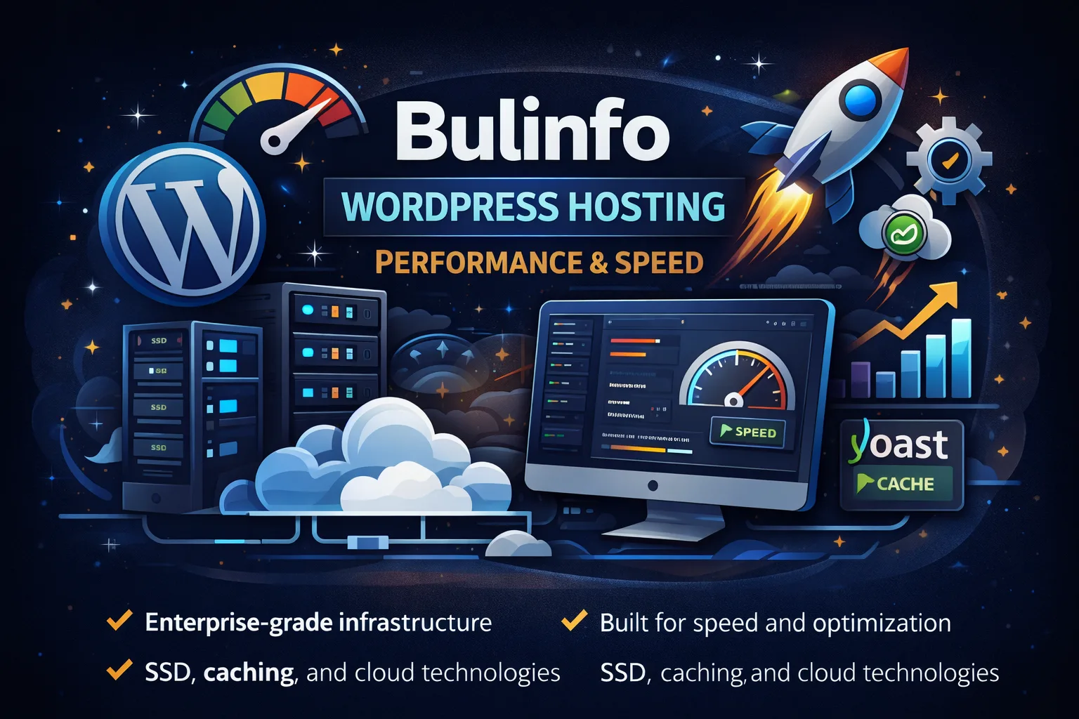 Bulinfo WordPress hosting performance and speed optimization with SSD servers and cloud infrastructure