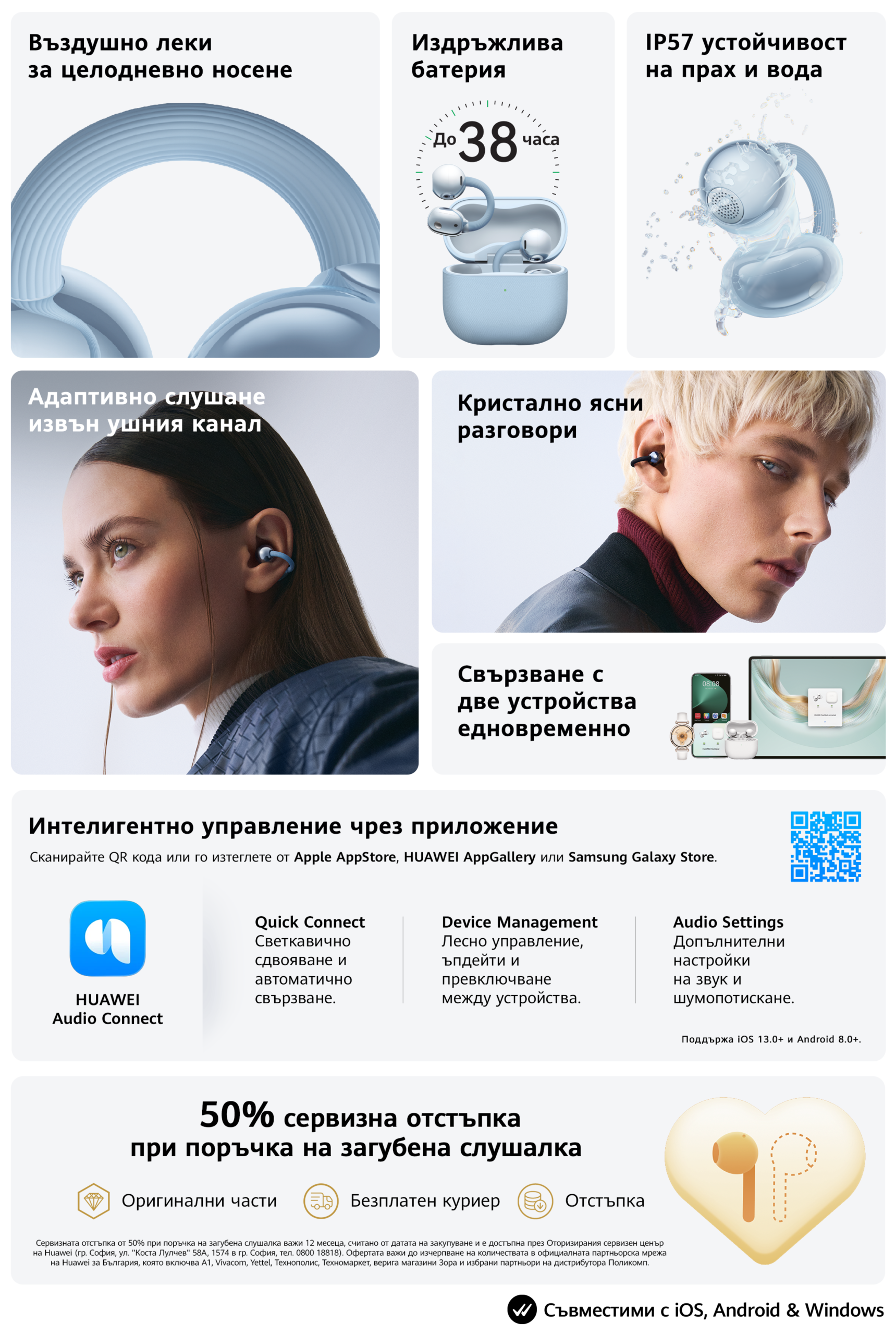 Безжични слушалки Huawei Bluetooth IN-EAR