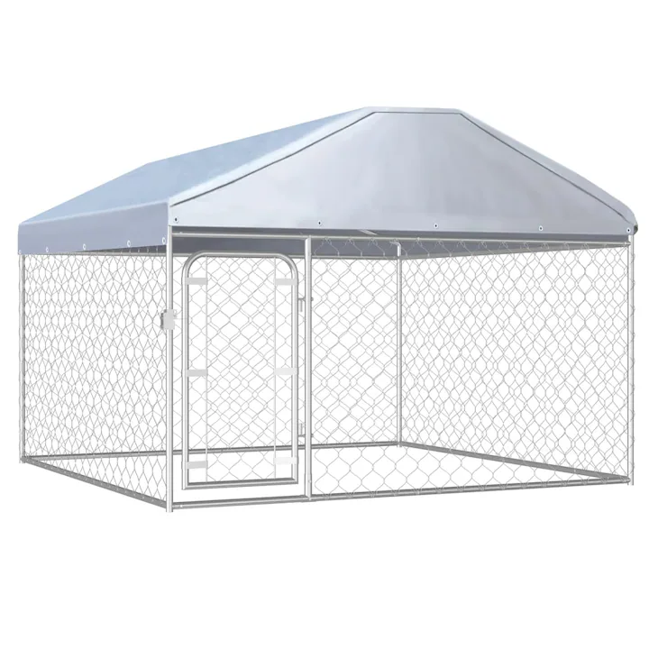 vidaXL външна клетка за куче 200x200x135 см – компактно и сигурно заграждение с покрив