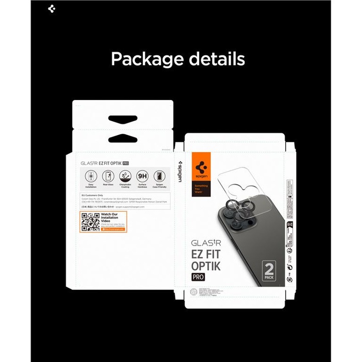 Комплект 2x стъкло за обектив Spigen Glas.tR Ez Fit Optik Pro 2-Pack за iPhone 17 Pro Max / 17 Pro / 16 Pro / 16 Pro Max / 15 Pro / 15 Pro Max / 14 Pro / 14 Pro Max – черно и оранжево - Image 11