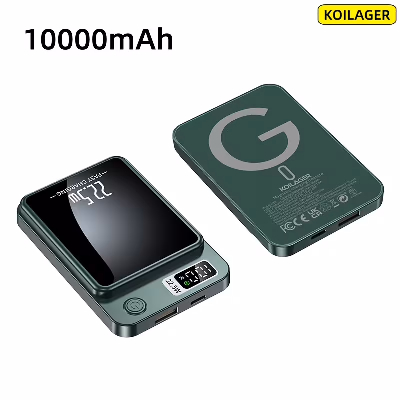 Магнитен безжичен Power Bank 10000mAh, 22.5W / PD20, USB-C, LED дисплей, за iPhone и Android - Image 12