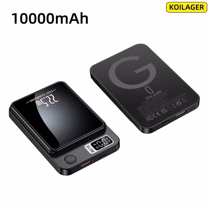 Магнитен безжичен Power Bank 10000mAh, 22.5W / PD20, USB-C, LED дисплей, за iPhone и Android - Image 11