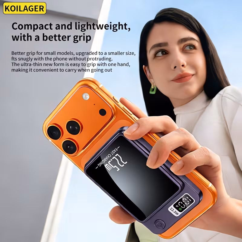 Магнитен безжичен Power Bank 10000mAh, 22.5W / PD20, USB-C, LED дисплей, за iPhone и Android - Image 10
