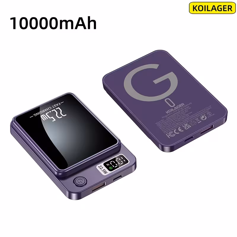 Магнитен безжичен Power Bank 10000mAh, 22.5W / PD20, USB-C, LED дисплей, за iPhone и Android - Image 14