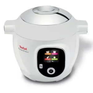 Мултикукър Tefal CY851130 Cook4me+, 6 l, 150 рецепти, готвене под налягане, бял