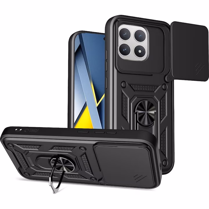 Калъф Tech-Protect CamShield Pro за Xiaomi POCO F8 Pro, черен, с плъзгаща защита за камерата