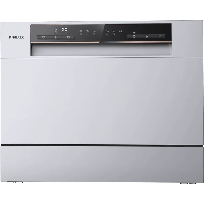 Съдомиялна машина Finlux WQP6 SILVER, 6 комплекта, клас F, LED дисплей, настолна, Inox/Silver
