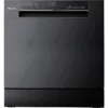 Finlux WQP8 BLACK настолна съдомиялна машина с LED дисплей