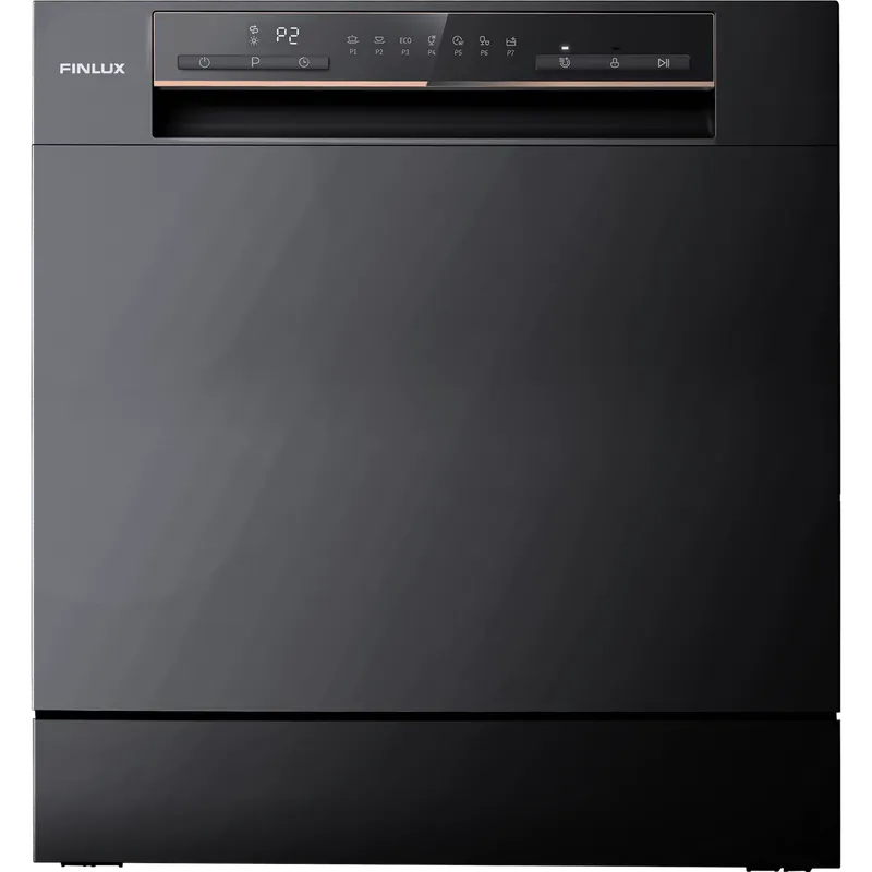 Finlux WQP8 BLACK настолна съдомиялна машина с LED дисплей