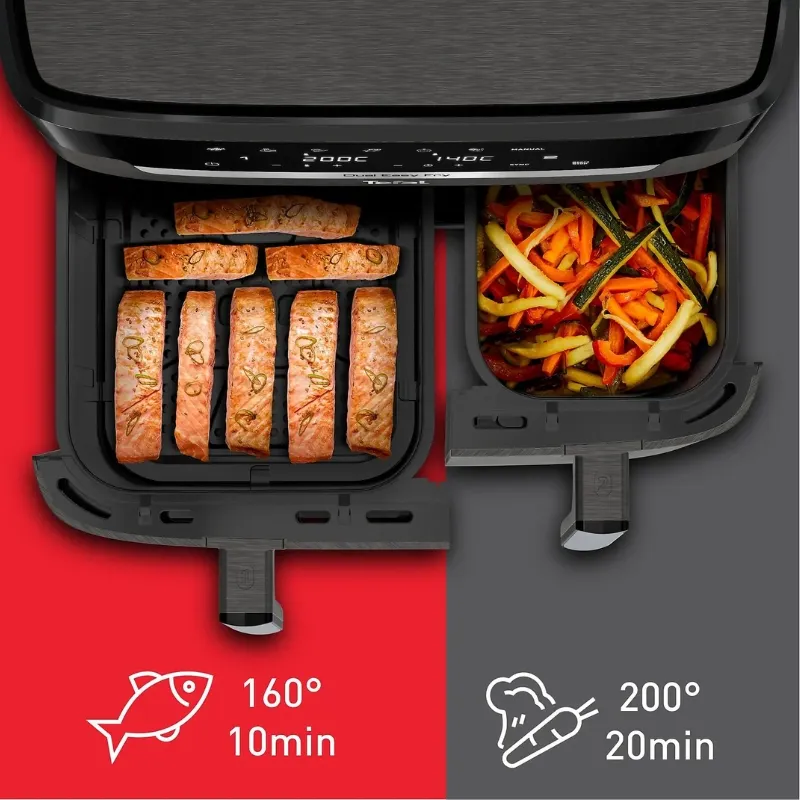 Уред за здравословно готвене Tefal EY942HE0 Dual Easy Fry XXL, 11 l, 2700 W, две чекмеджета, черен - Image 4