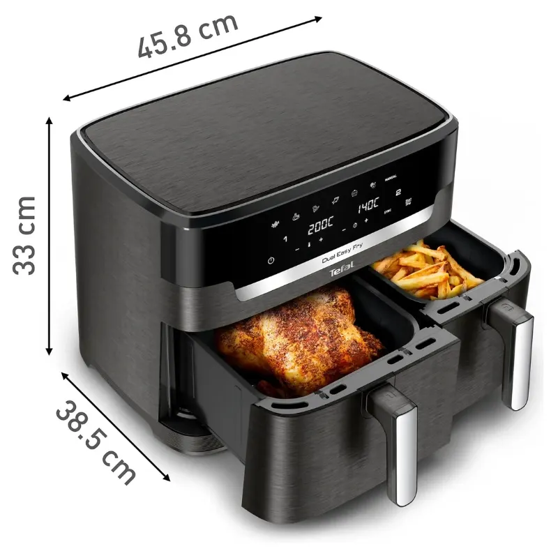 Уред за здравословно готвене Tefal EY942HE0 Dual Easy Fry XXL, 11 l, 2700 W, две чекмеджета, черен - Image 9