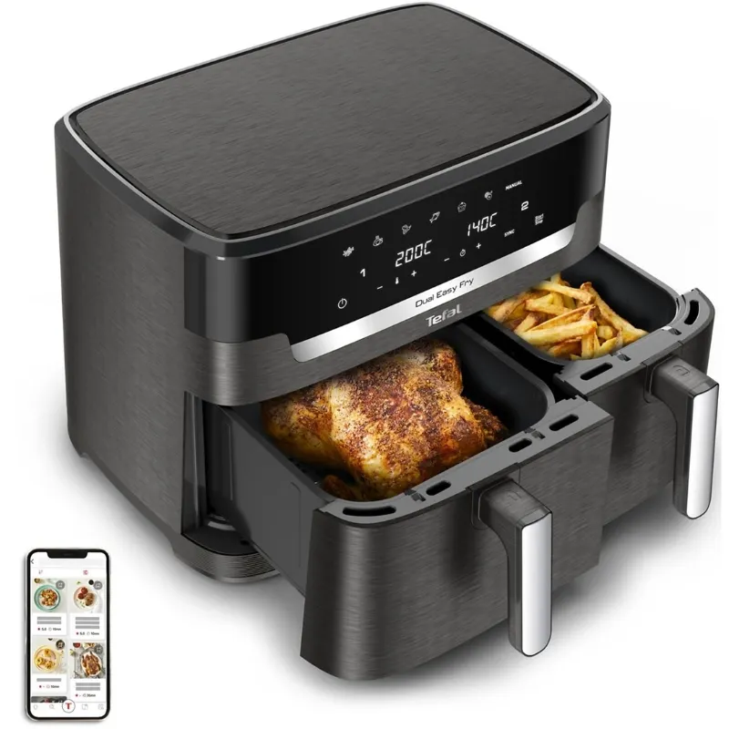Уред за здравословно готвене Tefal EY942HE0 Dual Easy Fry XXL, 11 l, 2700 W, две чекмеджета, черен - Image 2