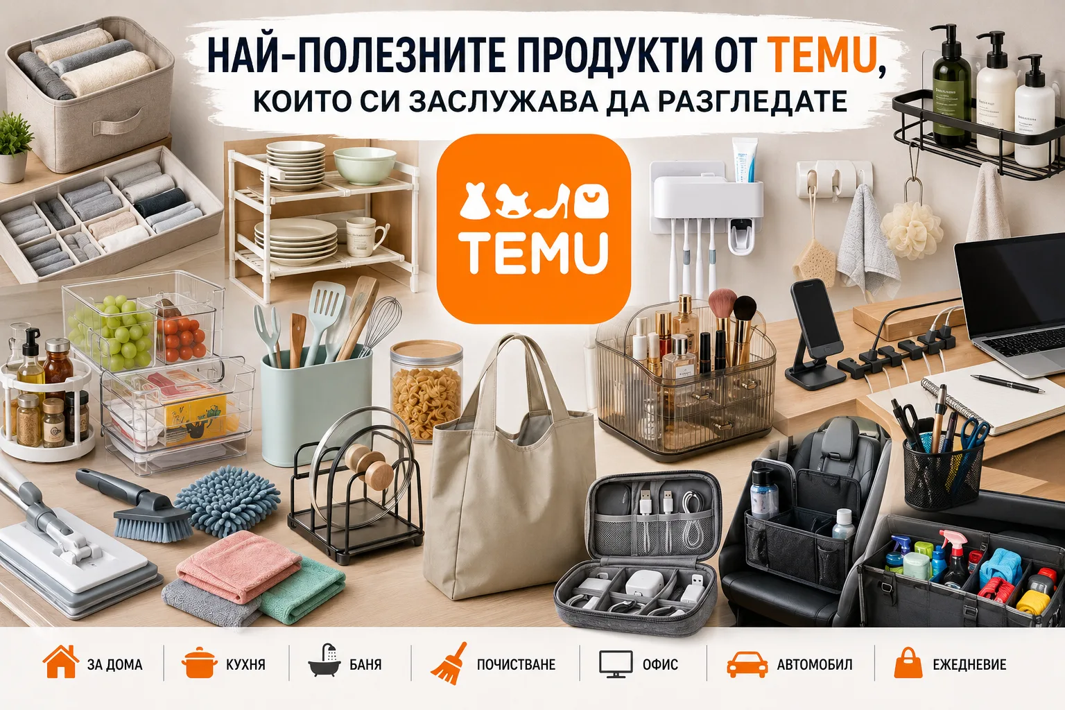 Най-полезните продукти от TEMU за дома, кухнята, банята, почистването, офиса, автомобила и ежедневието