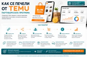Как се печели от TEMU партньорската програма – създаване и споделяне на партньорски линкове, привличане на посетители, отчитане на поръчки, получаване на комисиони и развитие на партньорски акаунт