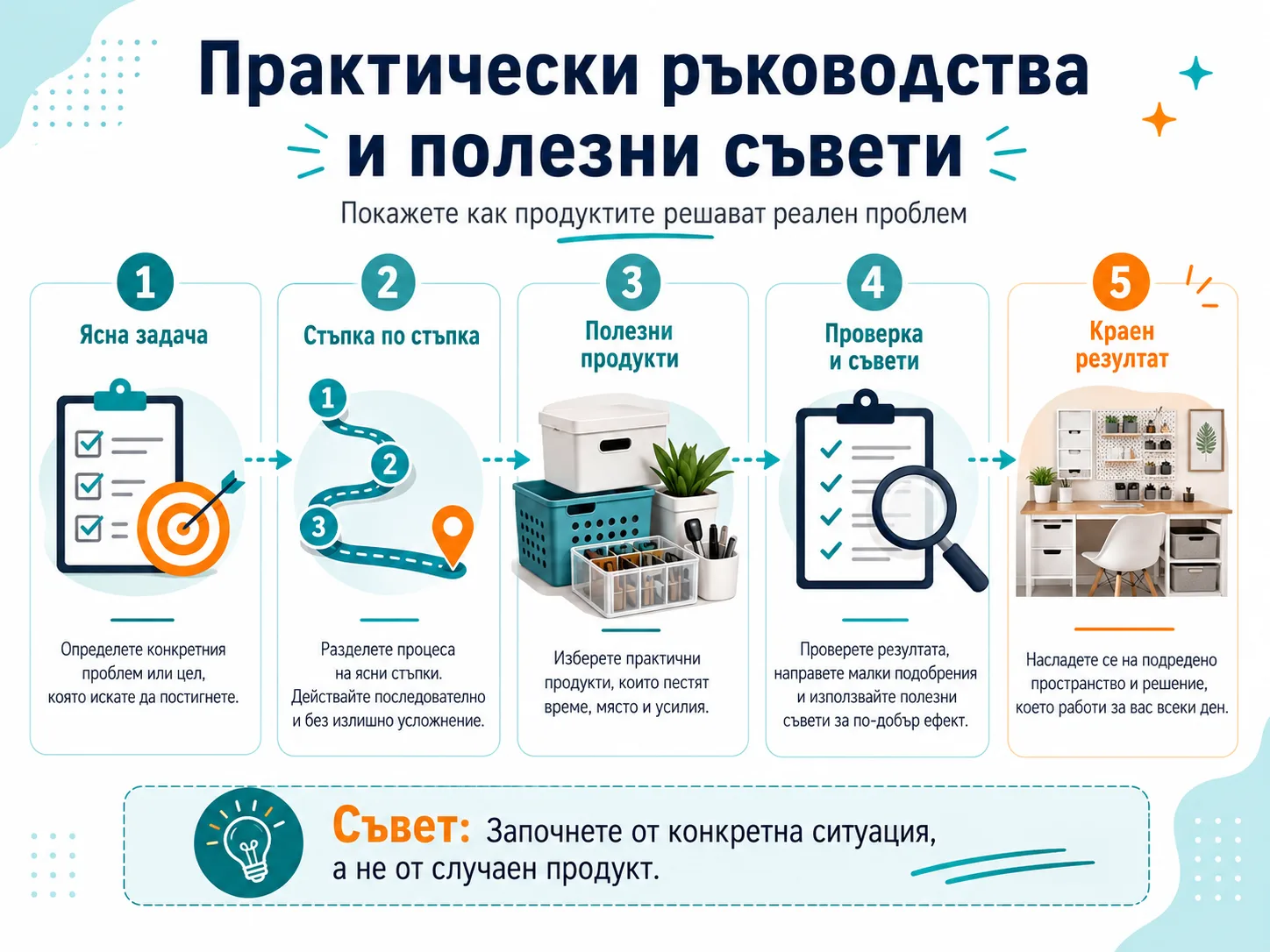 Практически ръководства и полезни съвети – ясна задача, стъпки, подходящи продукти, проверка и краен резултат