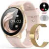 Часовник Smartwatch SmartVIBE™ WiX, Ултра тънък калъф, Bluetooth разговор, Пълно докосване, Фитнес тракер 24/7, Мониторинг на пулс/сън/оксиметър, Известия, Автономия 10 дни, Мулти спорт, злато