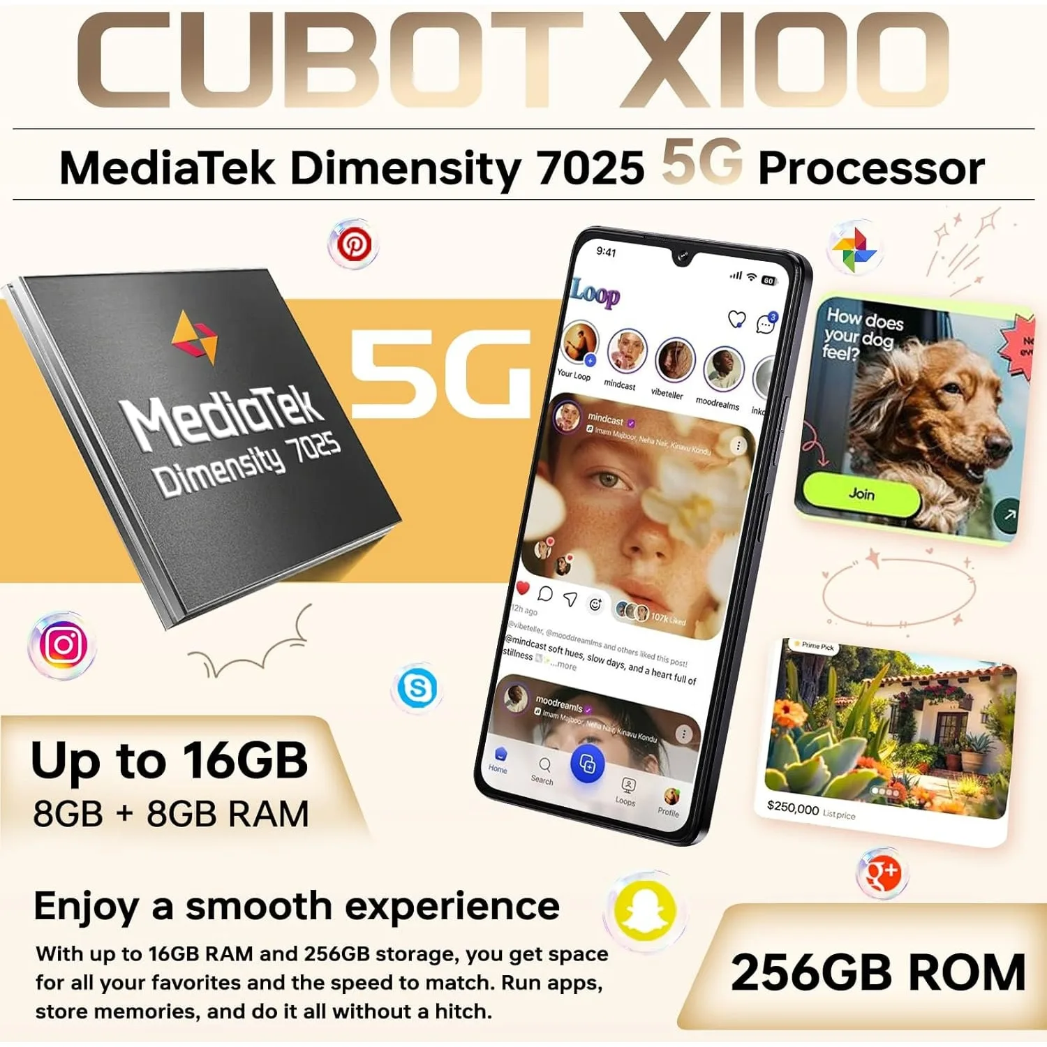 Мобилен телефон CUBOT X100, Android 15, 16GB RAM + 256GB ROM, 64MP камера, 6, 88'' дисплей, 5100mAh батерия, Dual SIM 5G, водоустойчив IP68/IP69K, черен - iEM.BG 1