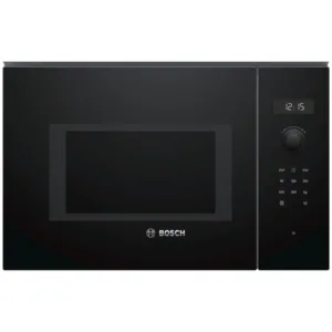 Микровълнова фурна за вграждане Bosch BFL554MB0, 25 л, 900 W, AutoPilot 7, Прибиращи се бутони, Цифров контрол, Черно стъкло - iEM.BG 1