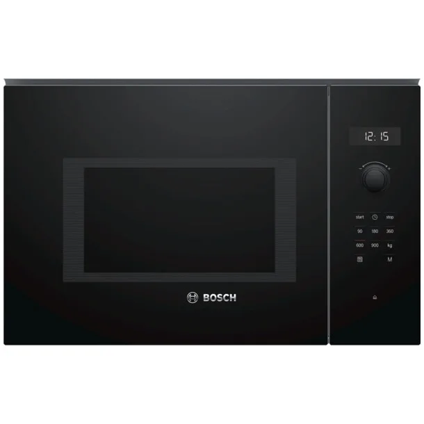 Микровълнова фурна за вграждане Bosch BFL554MB0, 25 л, 900 W, AutoPilot 7, Прибиращи се бутони, Цифров контрол, Черно стъкло - iEM.BG 1