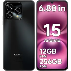 Мобилен телефон CUBOT A40, Android 15 12GB RAM + 256GB ROM, 48MP камера, 6, 88'' дисплей, 5100mAh батерия, Dual SIM 4G, водоустойчив IP68/IP69K, Черен