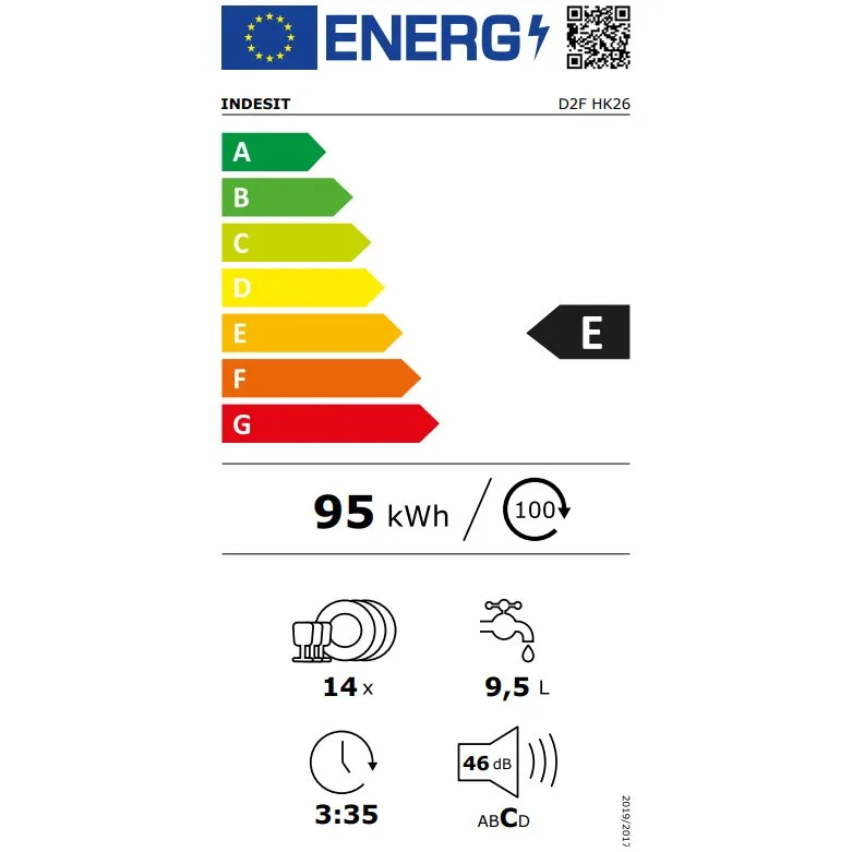 Съдомиялна Indesit D2F HK26, 14 комплекта, 6 програми, Клас Е, 60 см, Бял - iEM.BG 8