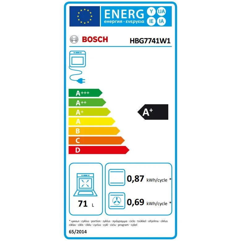 Фурна за вграждане Bosch HBG7741W1, Електрическа, 71 л, Мултифункционална, 14 функции, Пиролитично самопочистване, Грил, Home Connect, Клас A+, Бял - iEM.BG 6