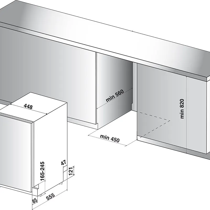 Съдомиялна машина за вграждане Whirlpool WSIC 3M27 C, 10 комплекта, E, 450 Ш, мм - iEM.BG 2