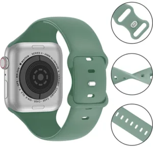 Силиконова каишка CASEY STUDIOS™ за Apple Watch Ultra 4/12/Ultra 3/11/SE 3/10/Ultra 2/9/Ultra/8/SE 2/7/6/SE/5/4/3/2/1 - 42/44/45/46/49MM, регулируема, мека и приятна на допир, каишка за смарт часовник, резервна каишка за часовник, боровозелена - iEM.BG 1