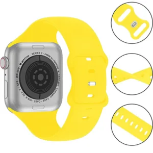 Силиконова каишка CASEY STUDIOS™ за Apple Watch Series 1/2/3/4/5/6/7/8/SE, регулируема, мек на допир силикон, дисплей 42, 44, 45, 49 MM, жълт - iEM.BG 1