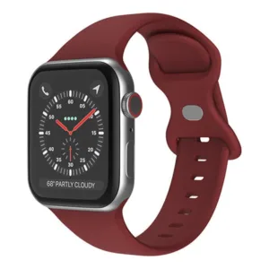 Силиконова каишка CASEY STUDIOS™ за Apple Watch Ultra 4/12/Ultra 3/11/SE 3/10/Ultra 2/9/Ultra/8/SE 2/7/6/SE/5/4/3/2/1 - 42/44/45/46/49MM, регулируема, мека и приятна на допир, каишка за смарт часовник, резервна каишка за часовник, бордо
