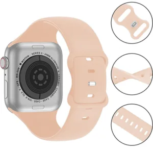 Силиконова каишка CASEY STUDIOS™ за Apple Watch Ultra 4/12/Ultra 3/11/SE 3/10/Ultra 2/9/Ultra/8/SE 2/7/6/SE/5/4/3/2/1 - 42/44/45/46/49MM, регулируема, мека и приятна на допир, каишка за смарт часовник, резервна каишка за часовник, пудренорозова - iEM.BG 1