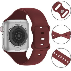 Силиконова каишка CASEY STUDIOS™ за Apple Watch Ultra 4/12/Ultra 3/11/SE 3/10/Ultra 2/9/Ultra/8/SE 2/7/6/SE/5/4/3/2/1 - 42/44/45/46/49MM, регулируема, мека и приятна на допир, каишка за смарт часовник, резервна каишка за часовник, бордо - iEM.BG 1