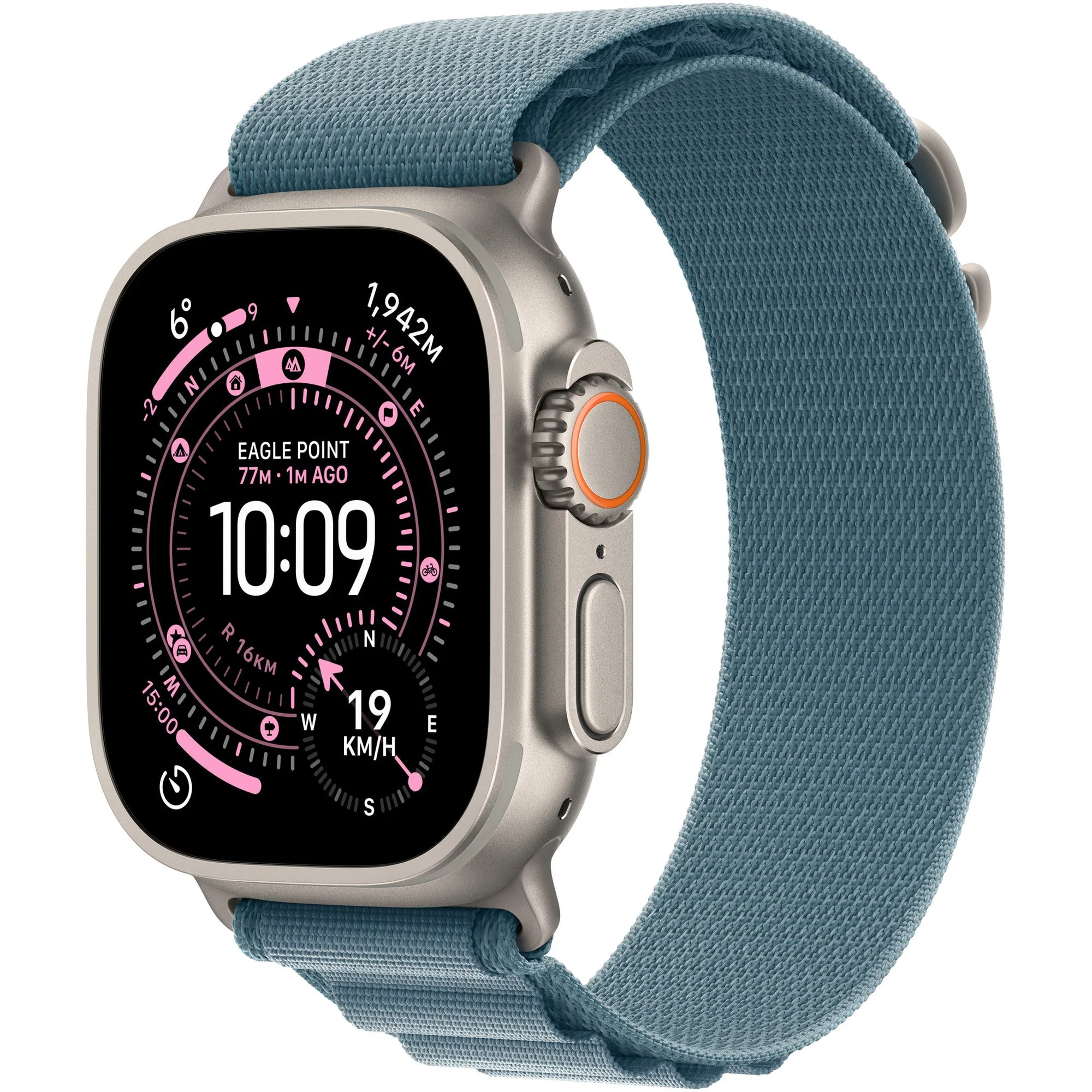 Apple Watch Ultra 3, GPS + Cellular, Корпус Natural Titanium 49mm, Light Blue Alpine Loop - Small
