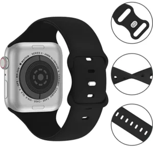 Силиконова каишка CASEY STUDIOS™ за Apple Watch Ultra 3/Ultra 2/Ultra/SE 3/SE 2/SE/11/10/9/8/7/6/5/4/3/2/1 - 42/44/45/46/49MM, регулируема, мека и приятна на допир, каишка за смарт часовник, резервна каишка за часовник, черна - iEM.BG 1