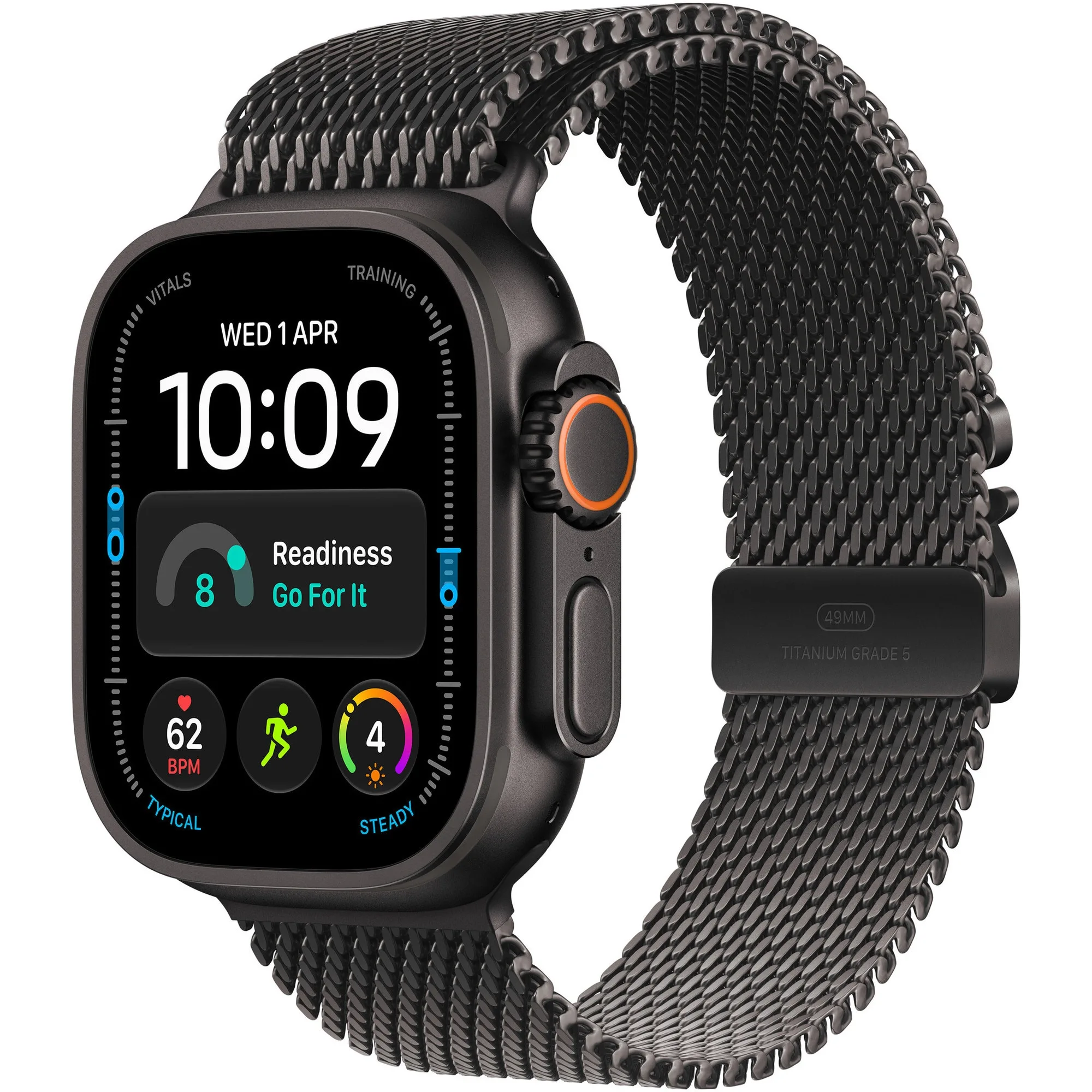 Apple Watch Ultra 4, GPS + Cellular, Корпус Black Titanium 49 мм, Black Titanium Milanese Loop - S