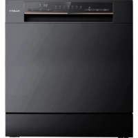 Съдомиялна машина Finlux WQP8 BLACK, 8 комплекта, клас F, LED дисплей, 2 кошници, настолна, черна